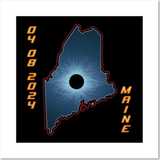 Maine 2024 Total Solar Eclipse Posters and Art